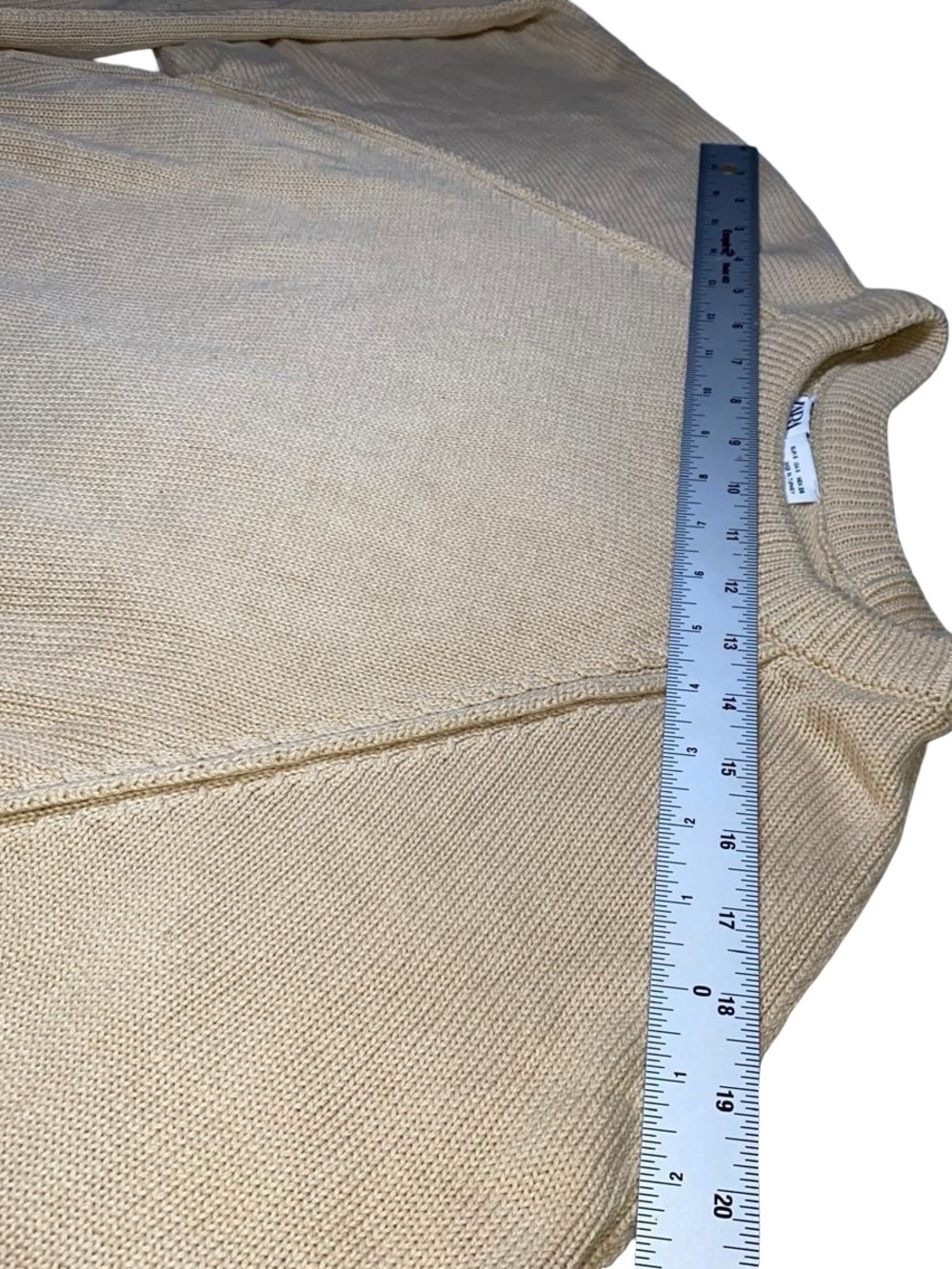 ZARA 100% cotton Knit Sweater Raglan Sleeve Ribbed Trim oatmeal granola color - Picture 4 of 11